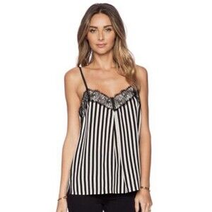Trina Turk Women’s Size Small Liliana Striped Cami Top in Black & Ivory